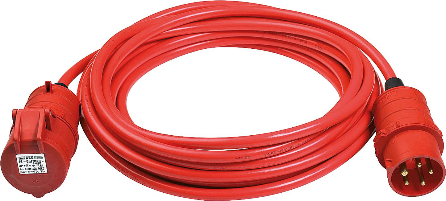 Extension cable type CEE Super-Solid cable XYMM IP44 cable length=10m signal red