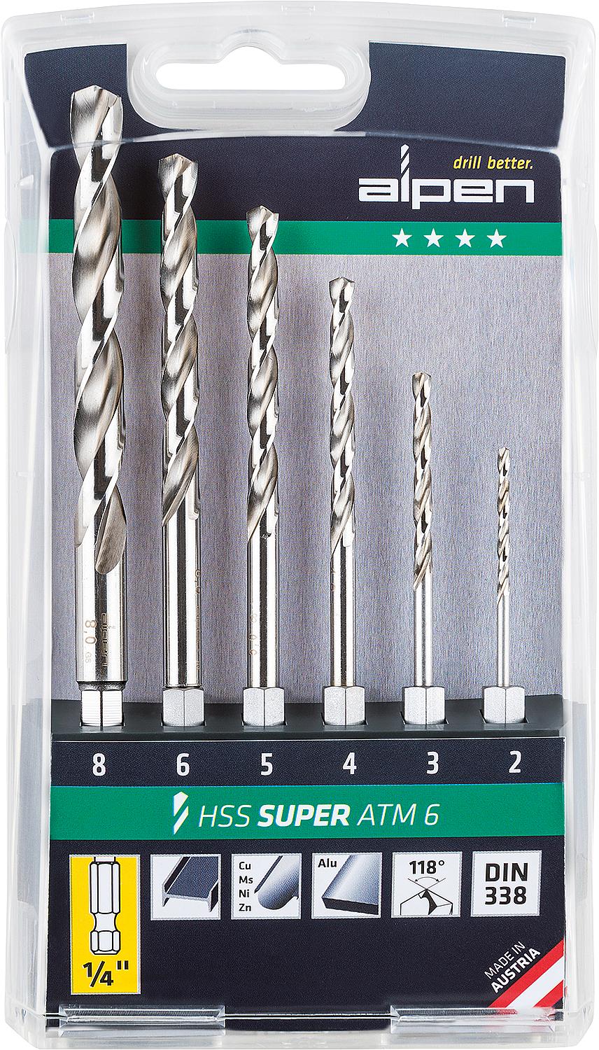 ALPEN HSS Spiralbohrersatz in Kunststoffkassette HSS Super ATM 6-tlg.