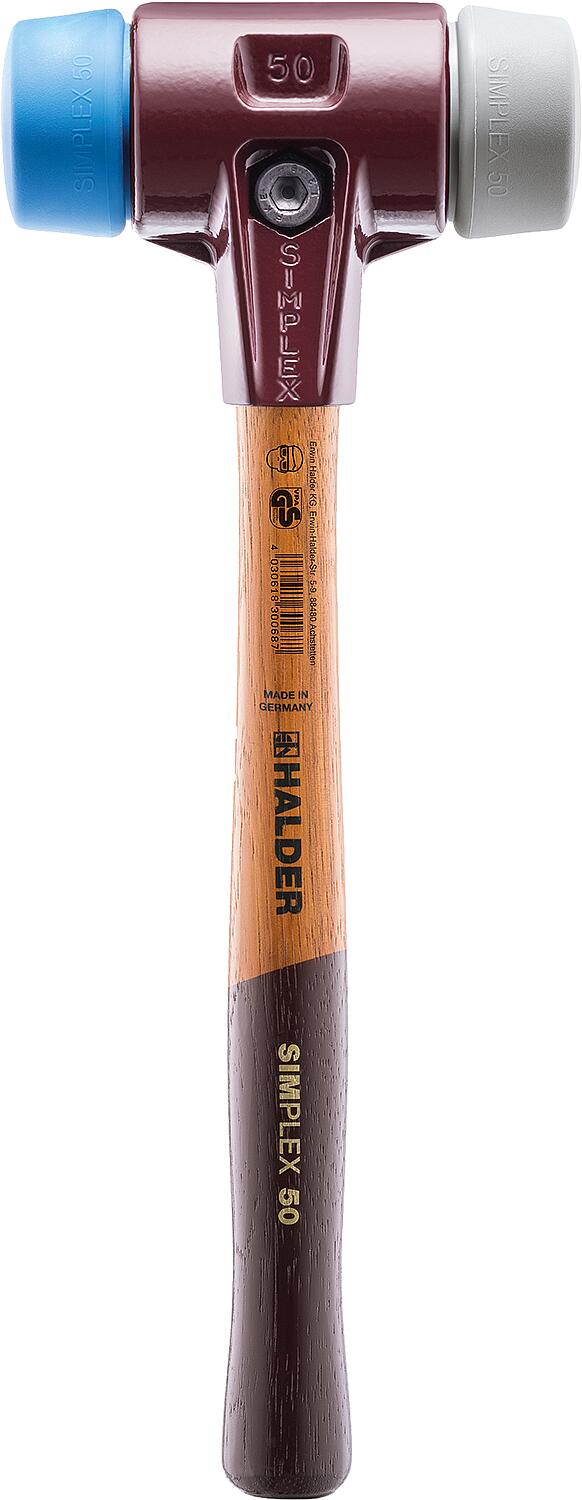 Marteau SIMPLEX à face souple avec boîtier en fonte malléable, inserts TPE-souple et TPE-intermédiaire