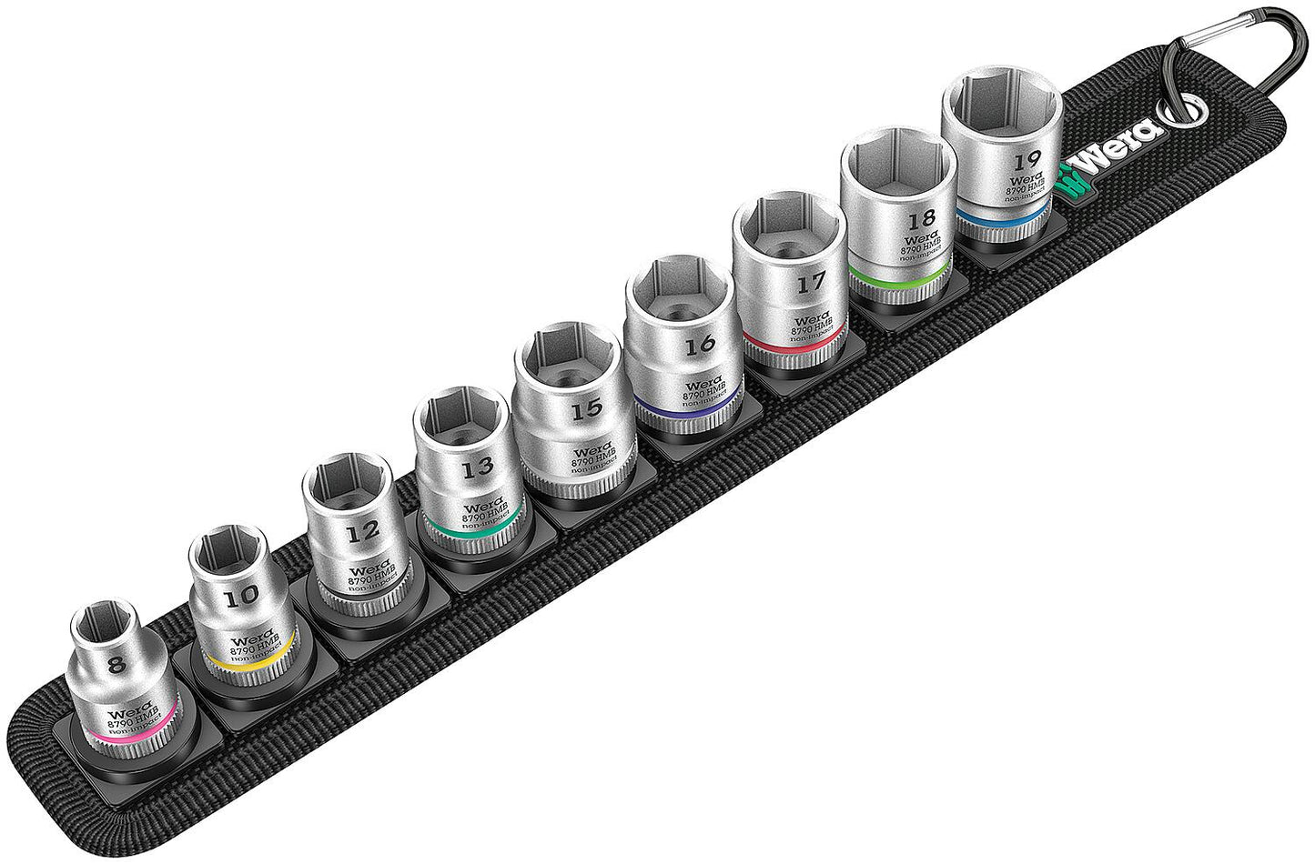 Steckschlüsselsatz WERA Belt 3/8", 6-kant, kurz, SW 8-19