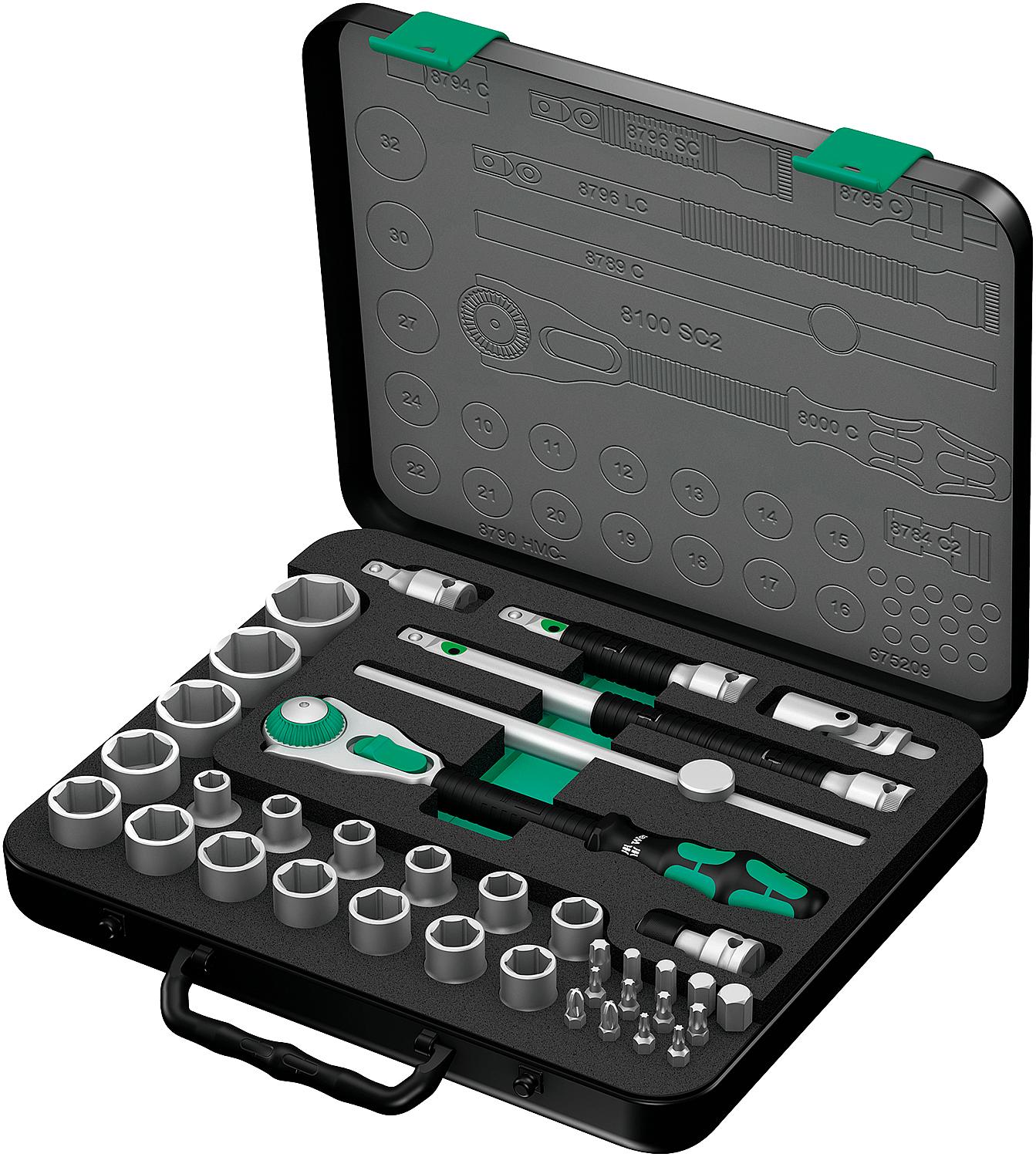 Steckschlüsselsatz WERA Zyklop 36-teilig 1/2" metrisch