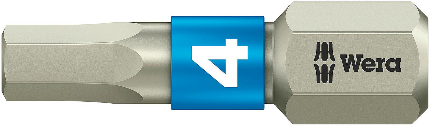 Wera 3840/1 TS hex bit with 1/4" drive, metric, short, stainless steel with torsion zone, Hex-Plus, SW 2.5 x 25 mm