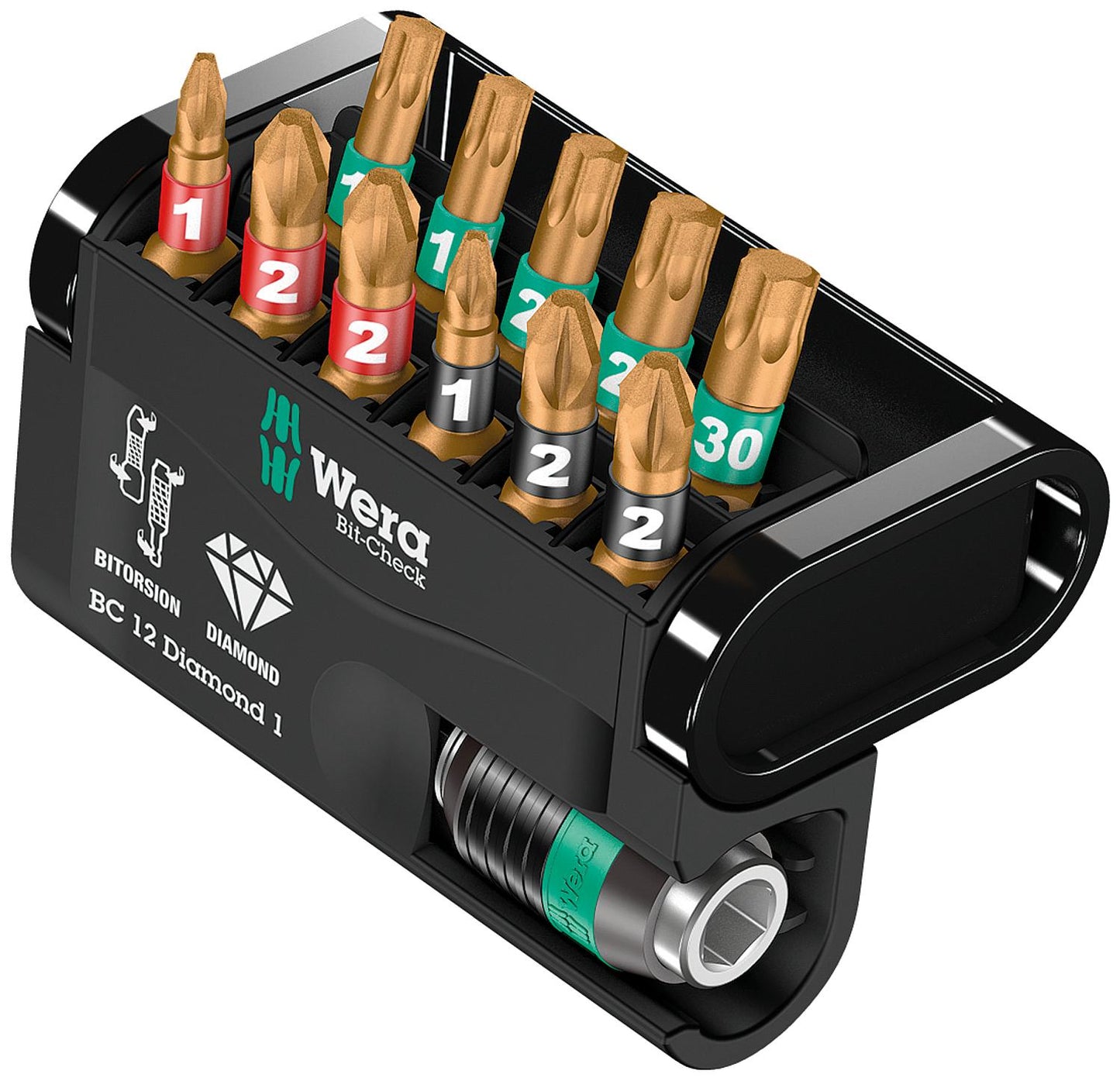 WERA Bit-Check Diamond 1 12-piece bit set with bit holder, diamond-coated