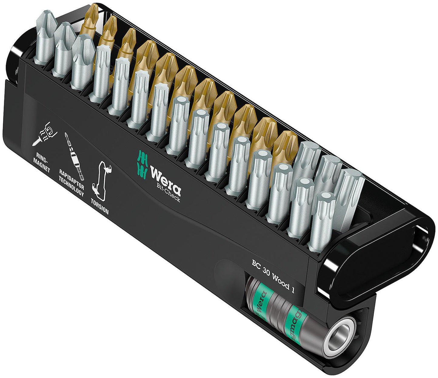 WERA Bit-Check Wood 1 30-piece bit set with universal holder