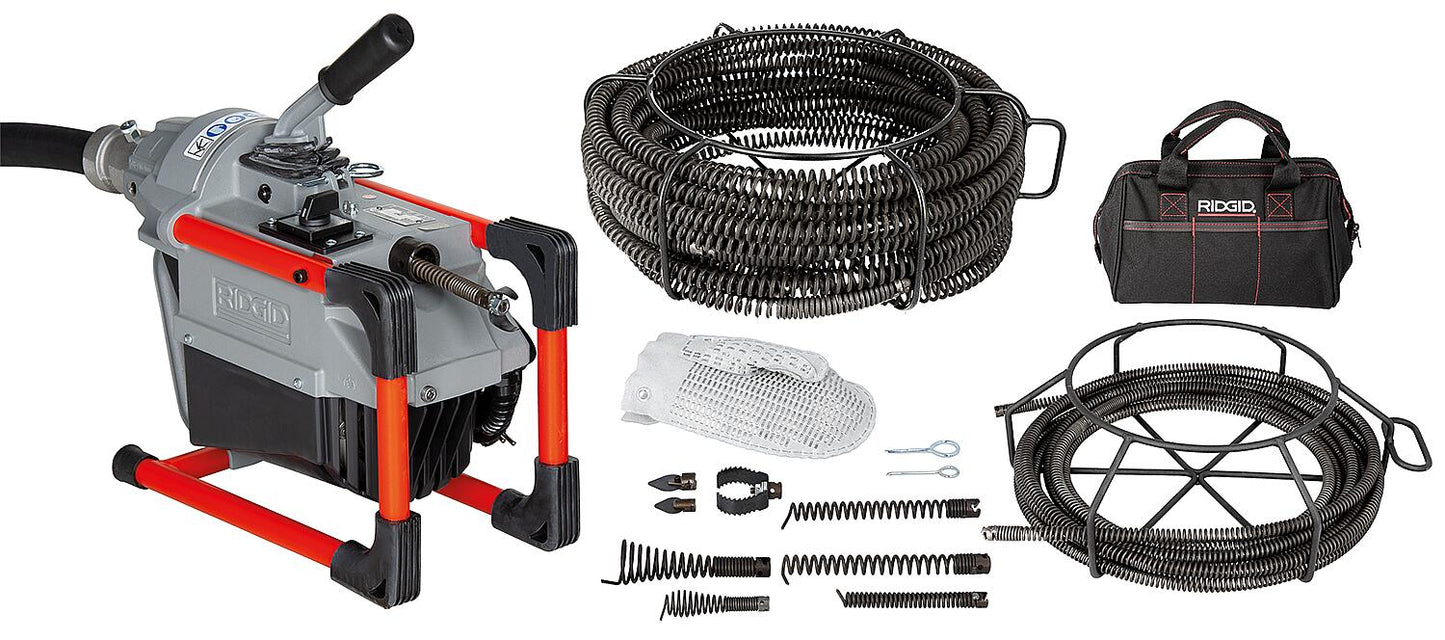 Kit de nettoyage de canalisations électrique K-60SP avec spirales 16/22 et ensemble d'outils