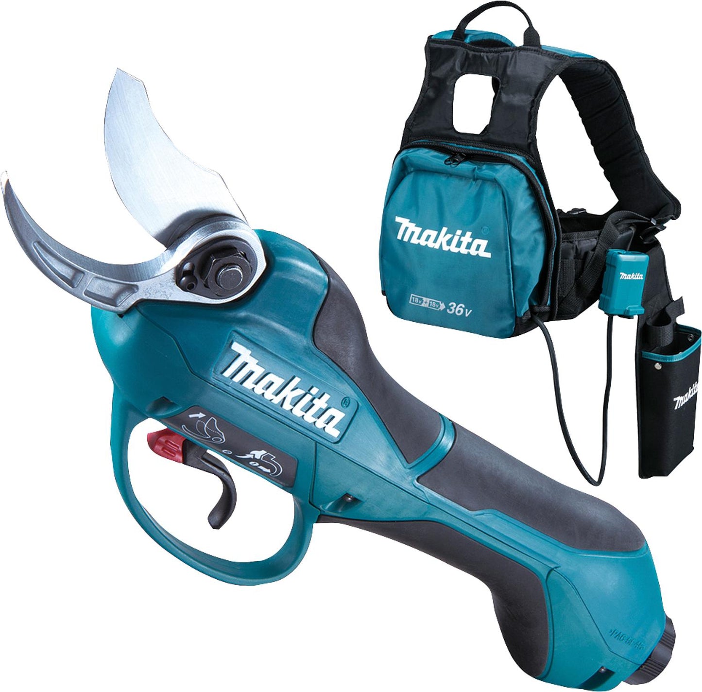 Makita 2x 18V DUP362Z cordless pruning shears without batteries and charger