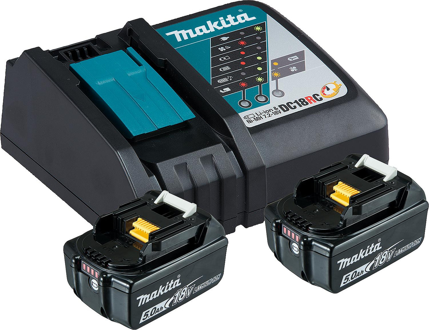 Kit batterie MAKITA 18V avec 2 batteries de 5,0 Ah et chargeur rapide