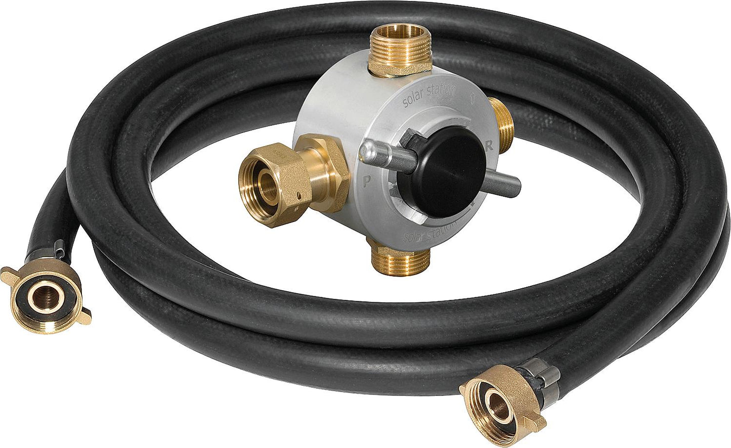Reversing valve for flow direction, with EPDM hose DN15 (1/2"), for solar push