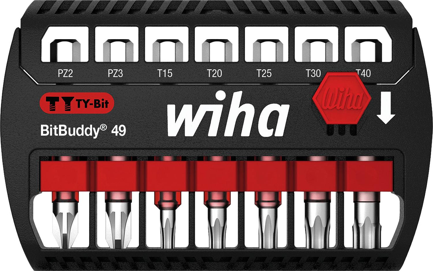 Bit Set BitBuddy® Wiha® TY-Bit 49 mm Pozidriv, Torx® 7-piece 1/4"