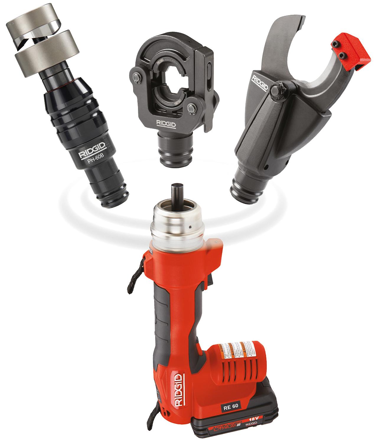 Electrician's tool set RE 60 with SC-60C cutting head and LR-60B crimping head