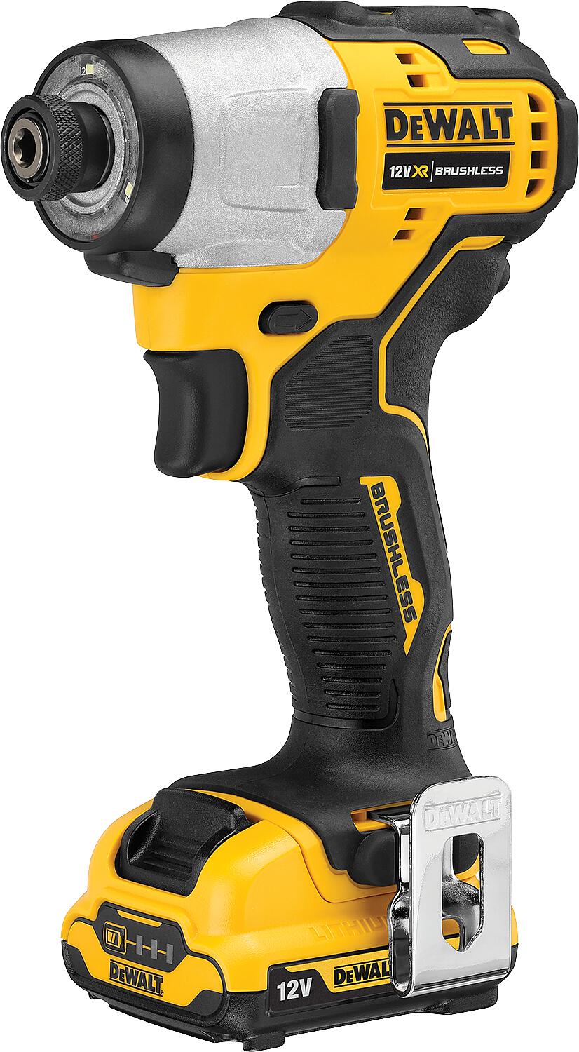 DeWALT 12V DCF801D2T-QW cordless impact wrench with 2x 2.0 Ah batteries and charger