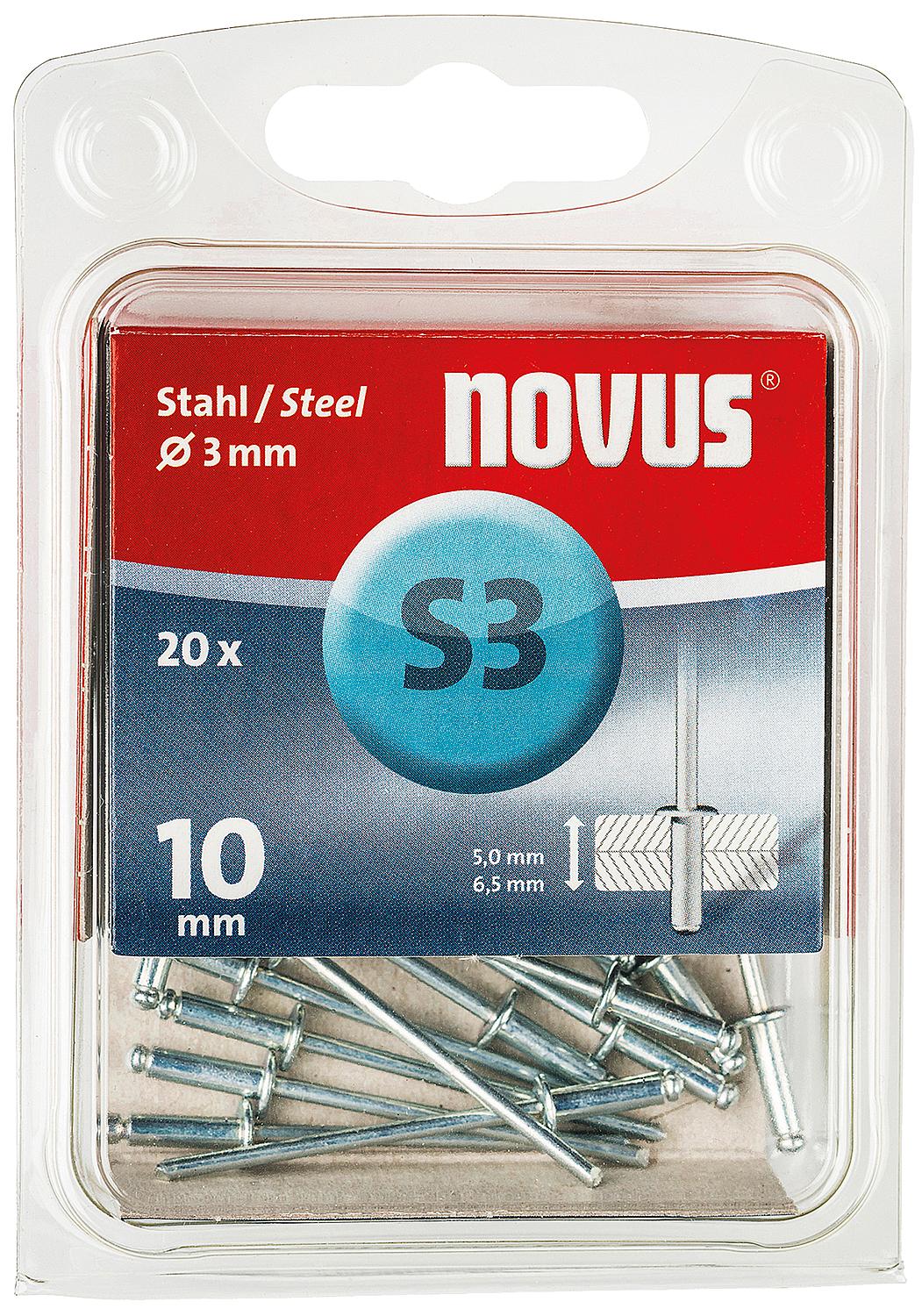 Rivets aveugles A 4 x 12 en acier, 20 pièces