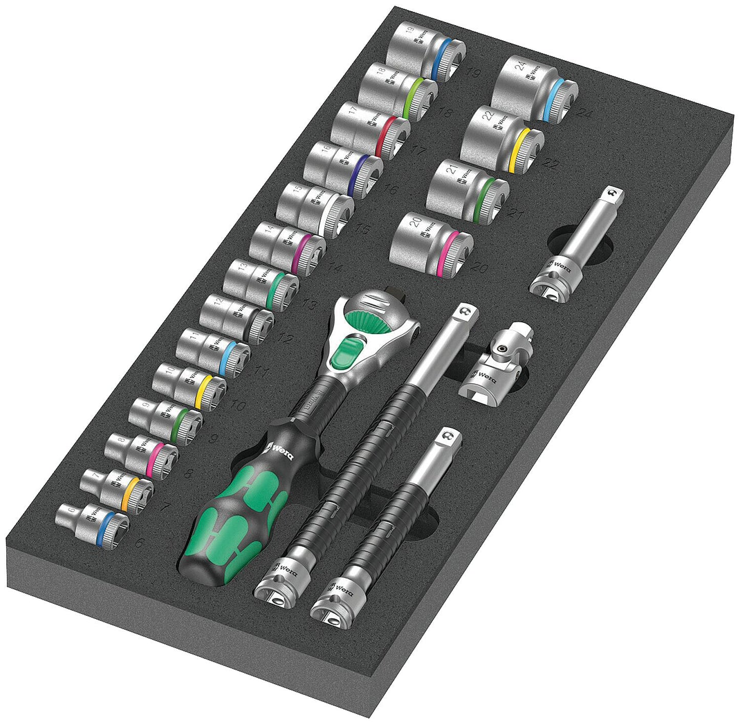Steckschlüsselsatz WERA Zyklop 8000 B 23-teilig 3/8" in Schaumstoffmodul