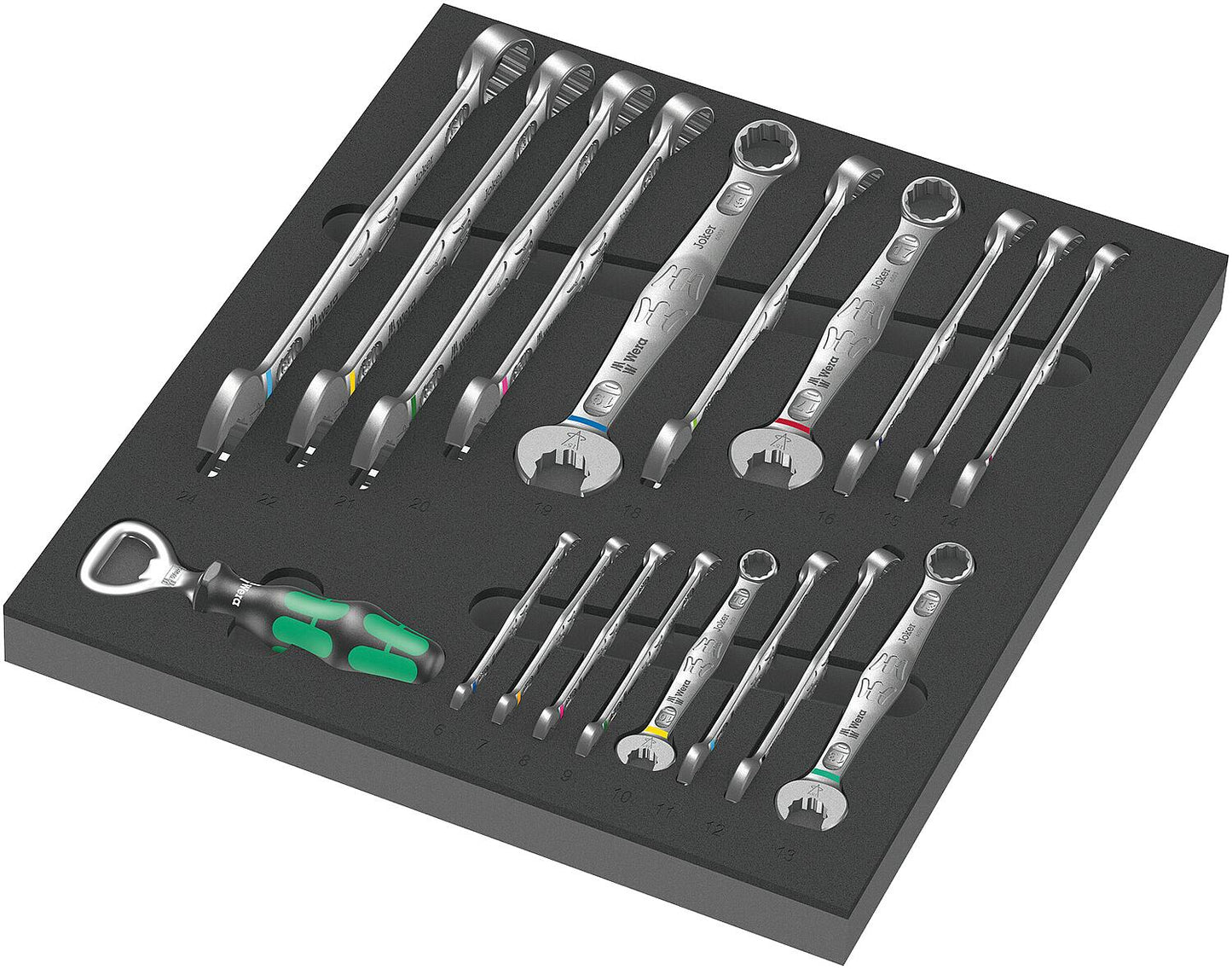WERA Joker 6003 19-piece open-end/ring wrench set in foam module