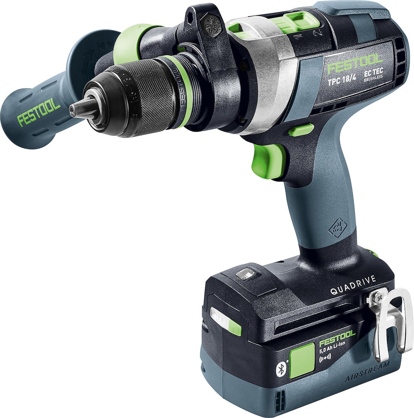 Akku-Schlagbohrschrauber Festool 18 V TPC 18/4 5,0/4,0 I-Plus QUADRIVE, mit 1x 4Ah und 1x 5Ah Akkus und Ladegerät