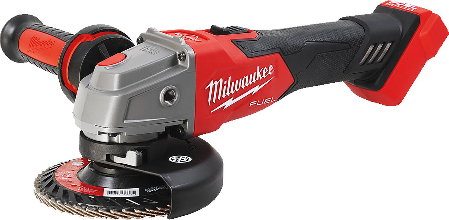 Milwaukee M18FSAG125XB-502X 18V cordless angle grinder with 2 x 5.0 Ah batteries and charger