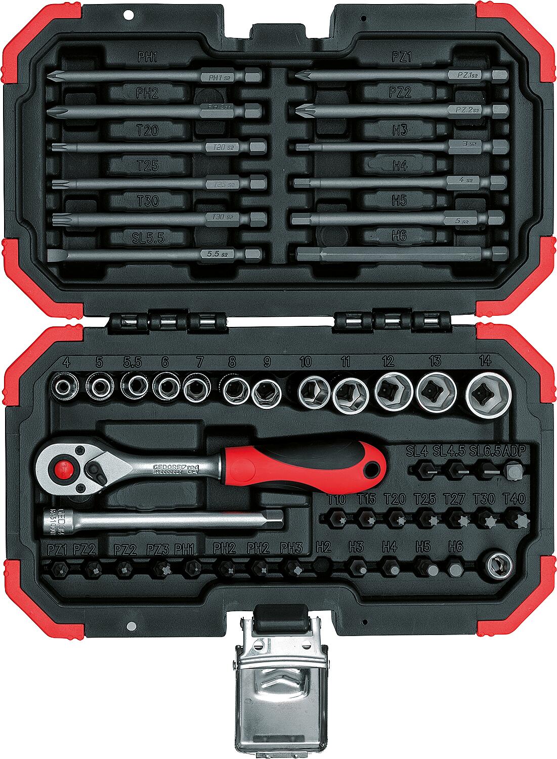 GEDORE red 51-piece bit set 1/4" R33003051, with transport case