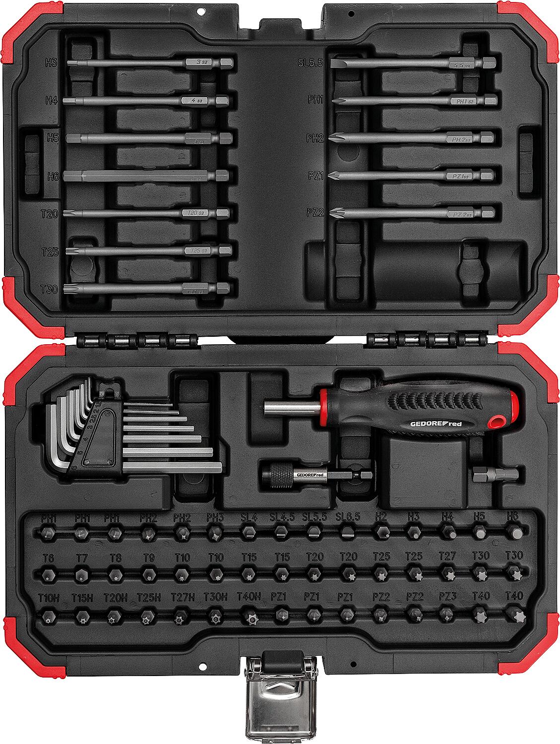 GEDORE red 67-piece bit set 1/4" R33003067, with transport case