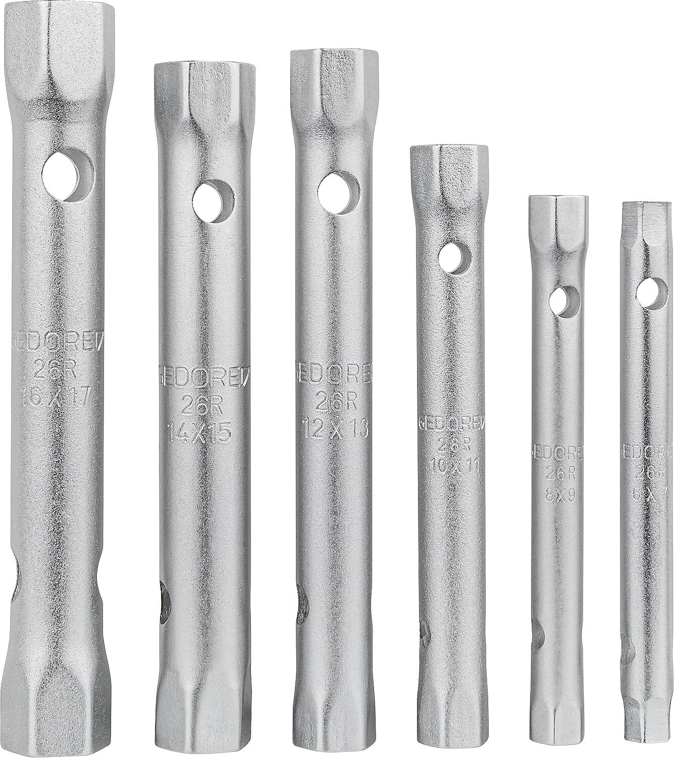 Gedore 6-piece double socket wrench set, SW 6 - 17