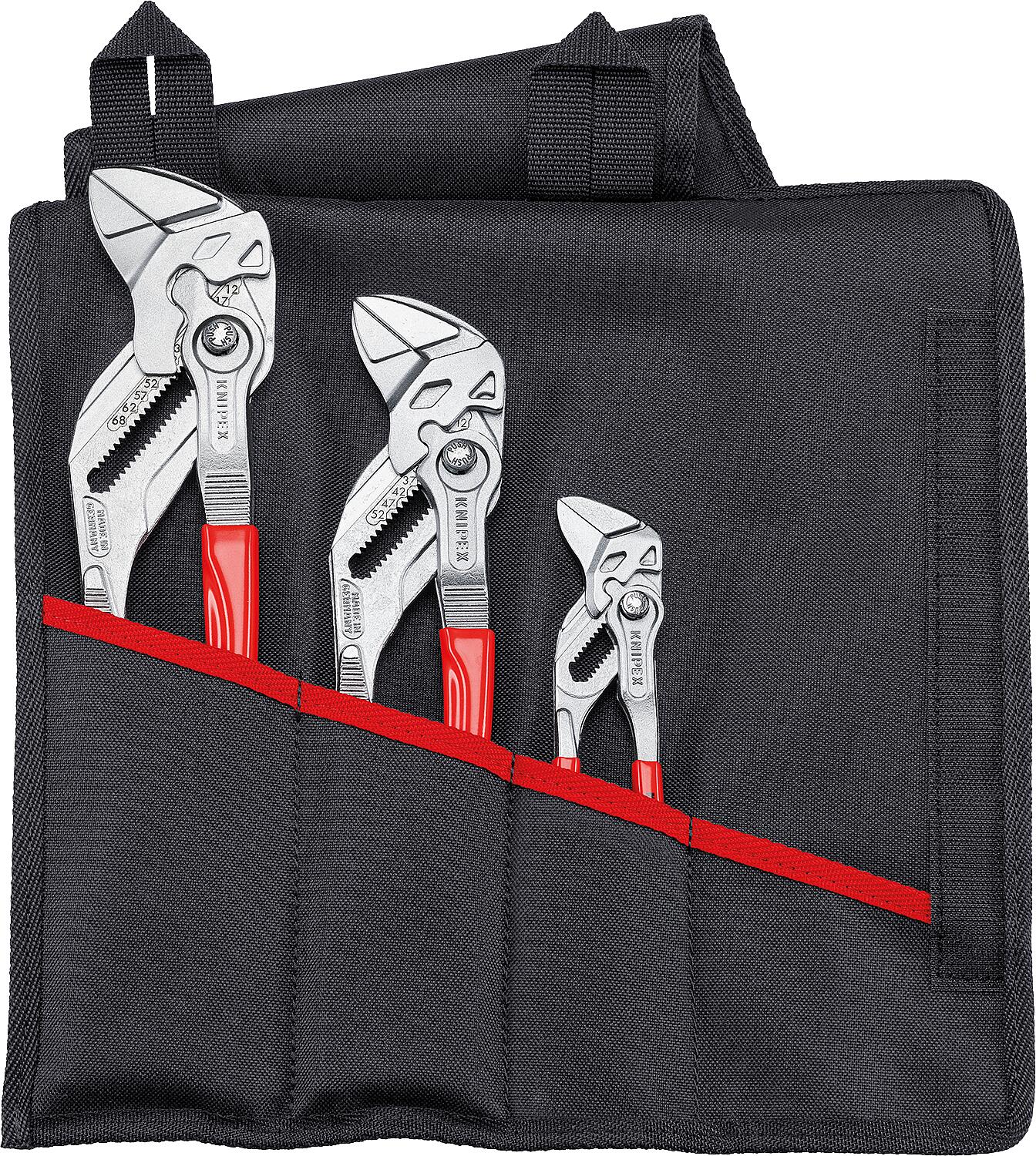 KNIPEX 3-piece pliers wrench set consisting of lengths (mm): 150 - 300, with roll-up pouch