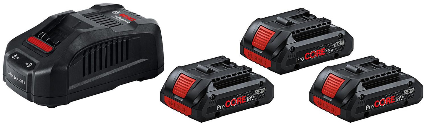 18V battery set, 3 x 4.0 Ah ProCORE batteries and charger