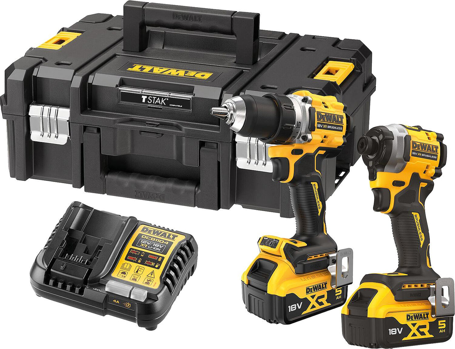 DeWALT DCK2051P2T-QW 2-piece battery set including drill/driver, impact driver, 2 x 5.0 Ah batteries and charger