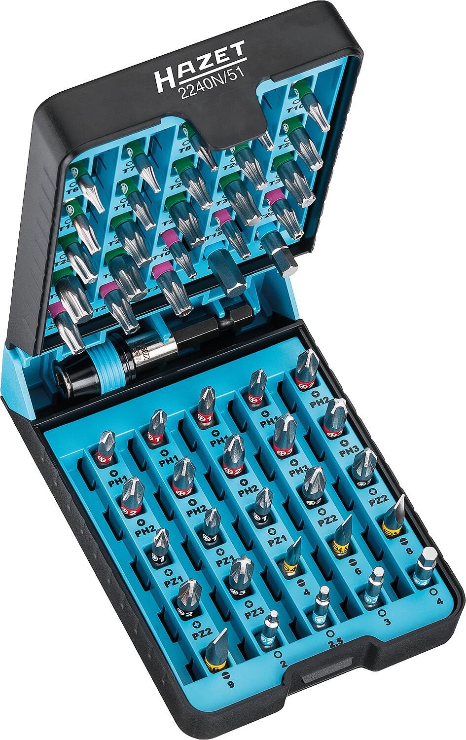 HAZET 1/4" 51-piece bit set with bit holder