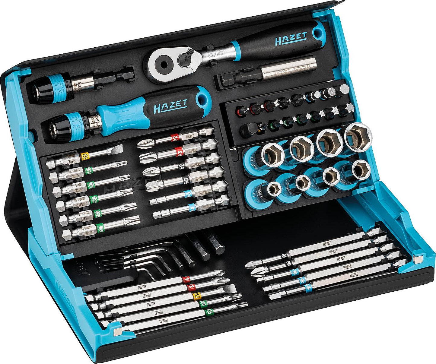 HAZET SmartCase 1/4" 59-piece bit set with bit holder and bit ratchet