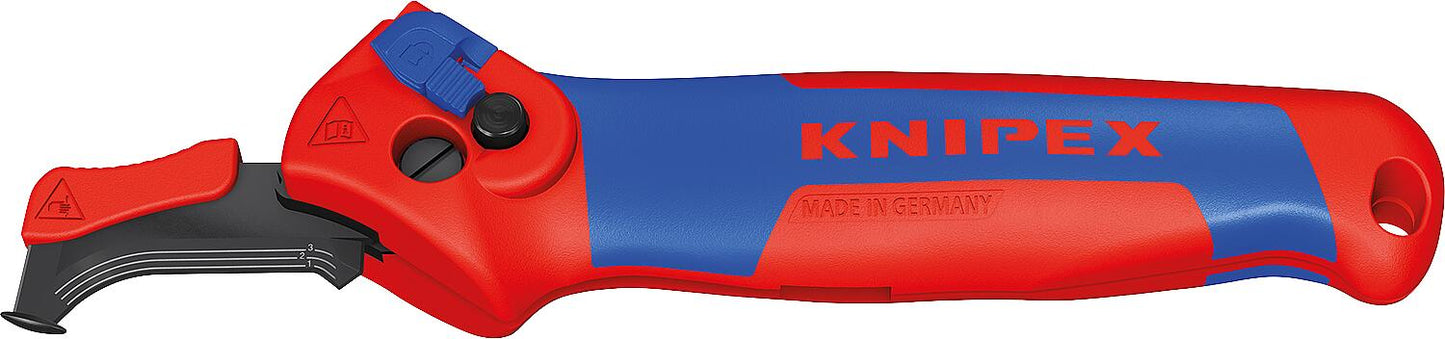 Couteau à dénuder les câbles KNIPEX® avec patin coulissant et fonction cliquet