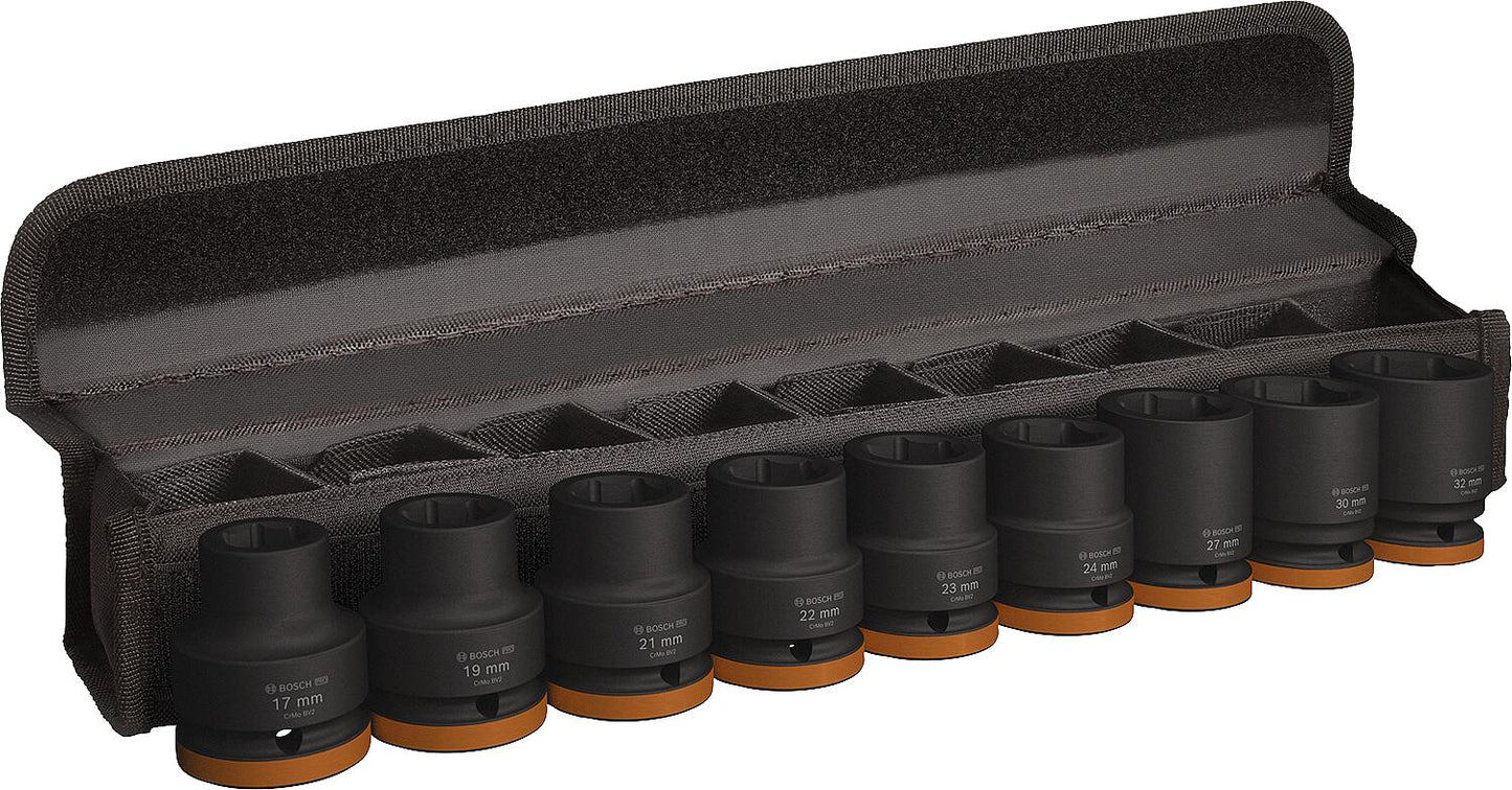 Jeu de 9 clés à douille Bosch PRO Impact 3/4"