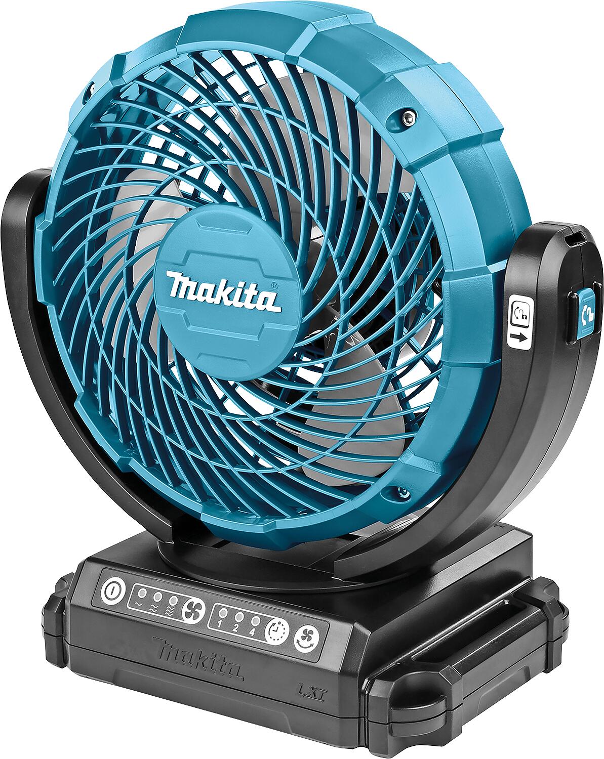Makita DCF102Z battery-powered fan, 18V/230V, without battery, charger, or power supply.
