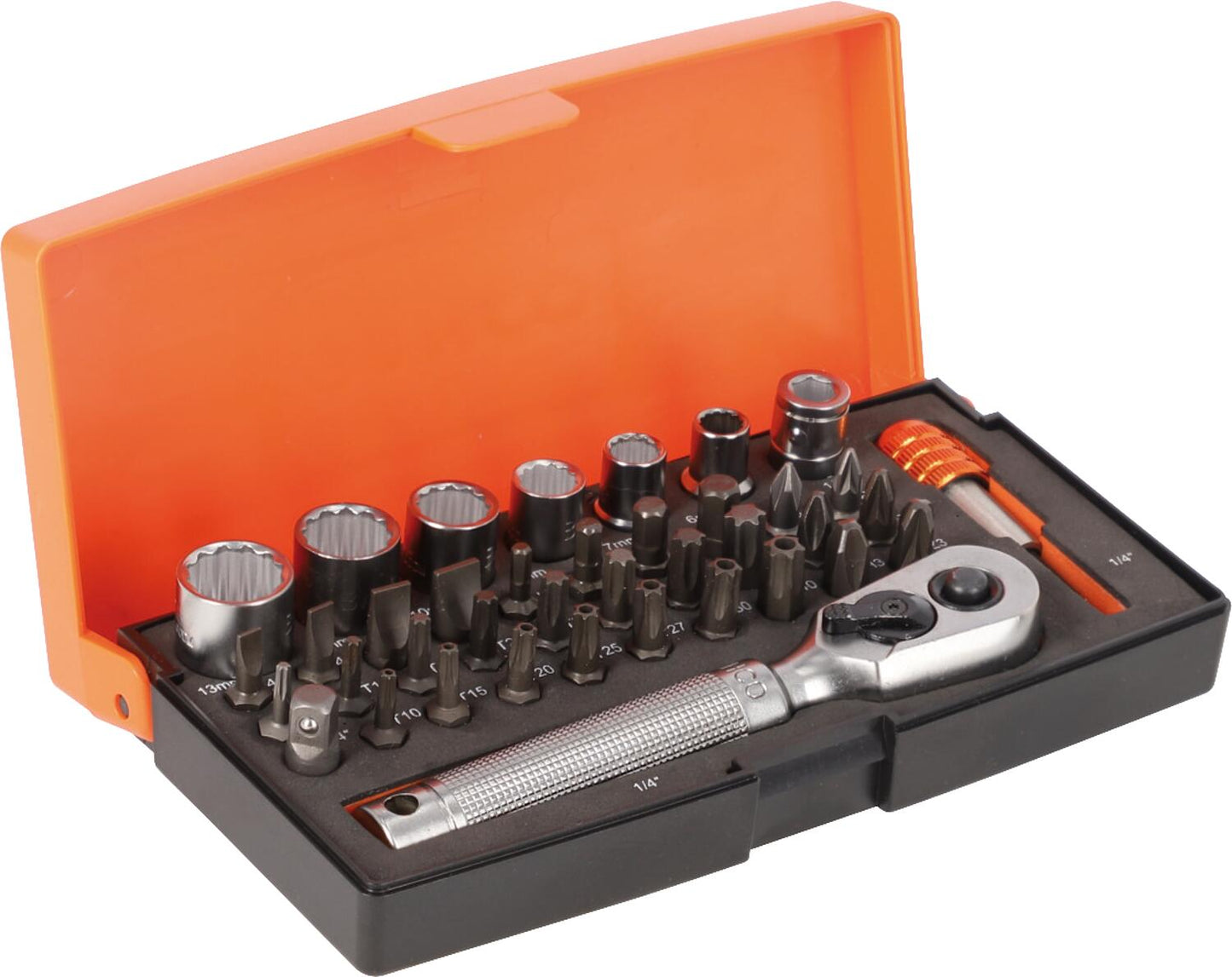 Bahco 1/4" bit set, 39 pieces with bit ratchet
