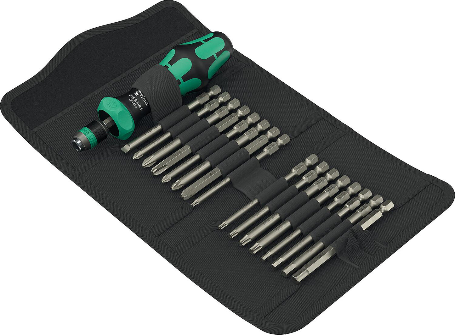 Bit set with ratchet function Wera Kraftform Kompakt 60 RA-R 1, 17-piece