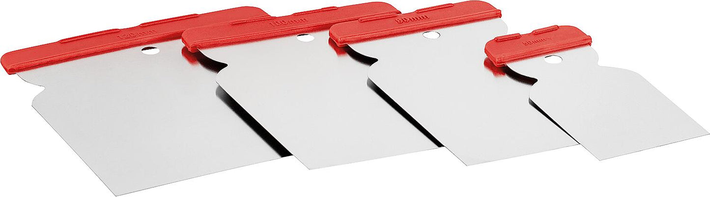 Pr. Japanese spatula set, 4-piece, stainless steel, plastic backing