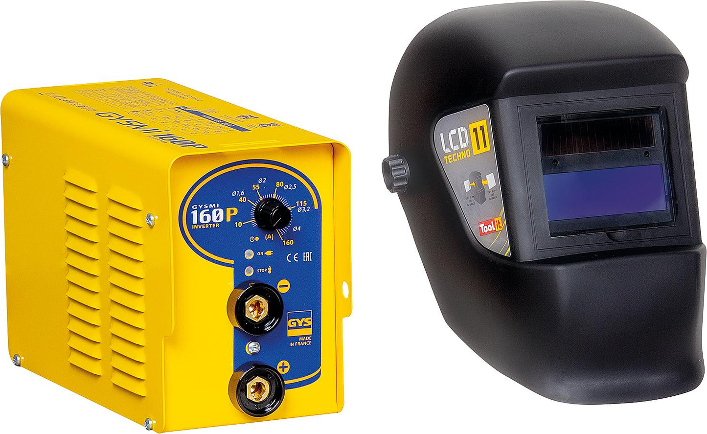 Poste à souder électrique portatif à onduleur, 230 V monophasé, type GYSMI 160 P