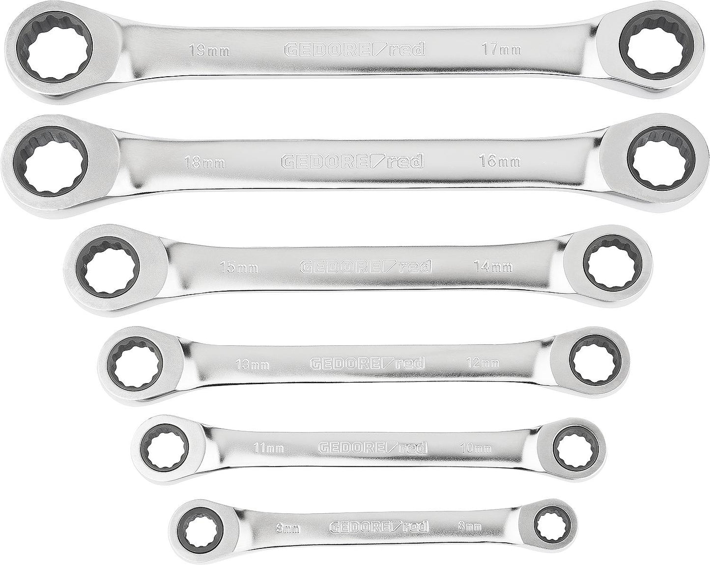 Doppelringratschenschlüssel-Satz GEDORE red 6-teilig, 8 x 9, 10 x 11, 12 x 13, 14 x 15, 16 x 18, 17 x 19 mm