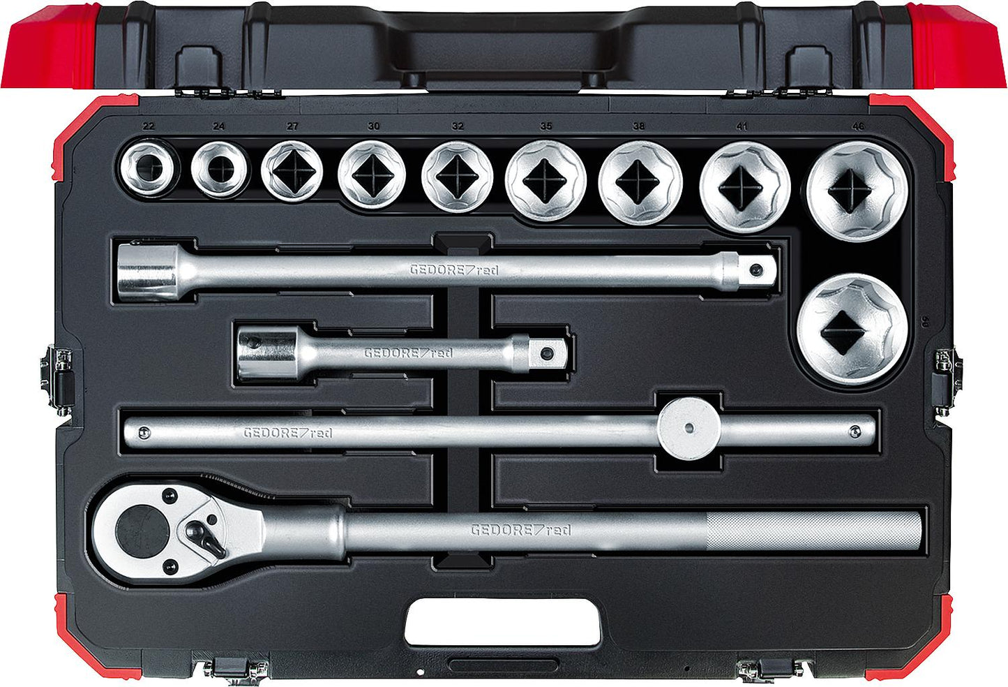 Jeu de clés à douille GEDORE rouges R78004014, 14 pièces 3/4"