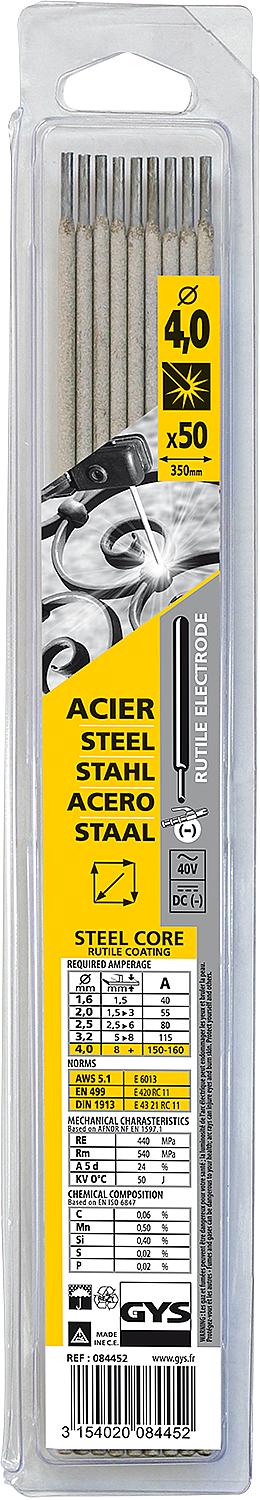 Stabelektrode Ø 1,6 mm für Stahl im Kunststoffblister, VPE = 50 Stück
