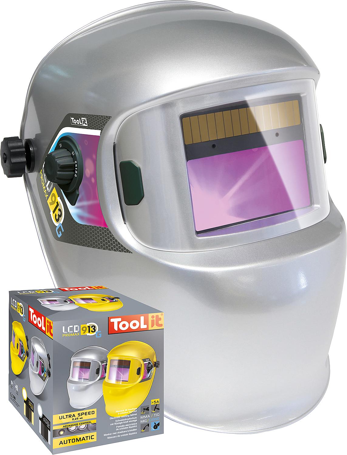 Promax 9/13 G LCD welding helmet, silver