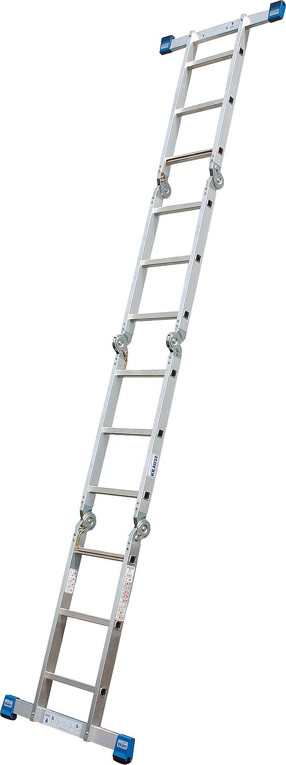 Rung-jointed universal ladder, working height 3.00 - 4.70m, 4x3 rungs, with work platform