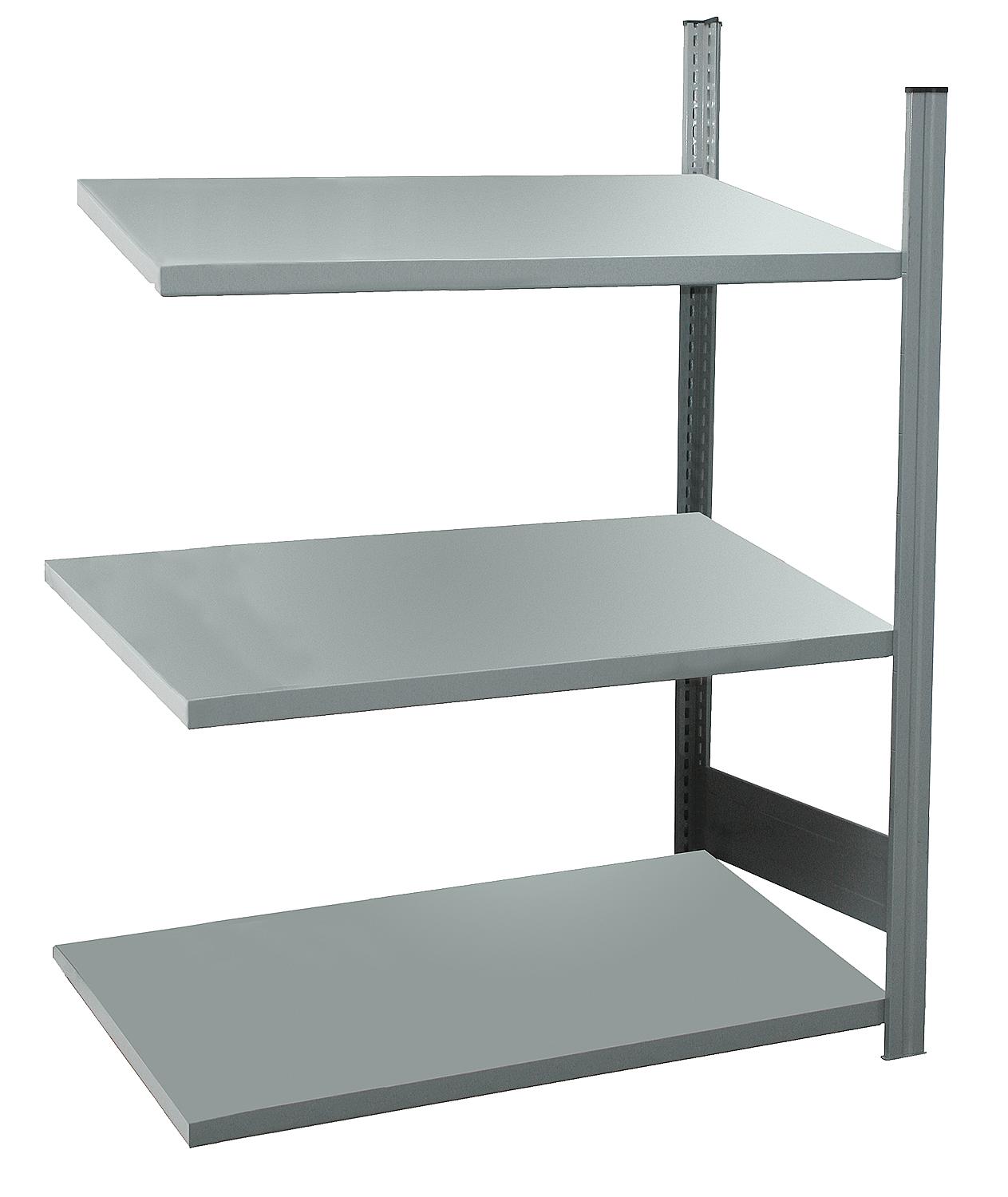 BERT basic beverage crate shelf with 3 shelves, 25mm chipboard in light grey, shelf load 150kg