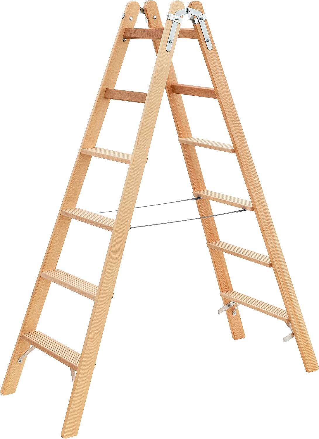 Siedra double step ladder, wood, 2x4 steps, HSL24