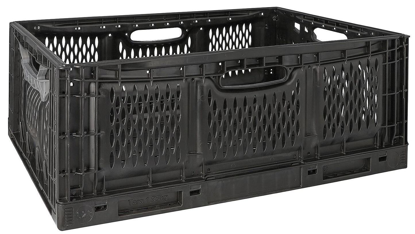 Foldable transport box, black, 600 x 400 x 230