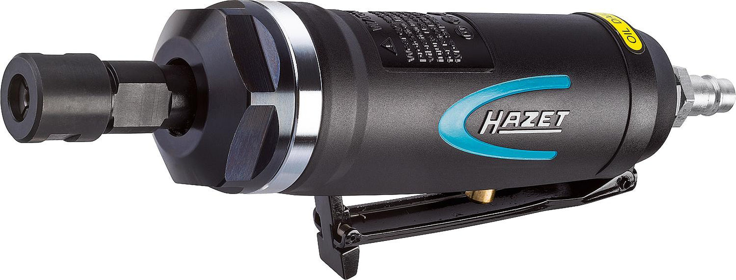 HAZET pneumatic straight die grinder, dimensions (L x W x H): 200 x 75.3 x 48 mm, including 7.2 mm nominal bore.