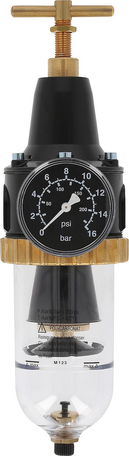 Compressed air filter regulator 16 bar, connection G1/4 + G3/8, flow rate 910 l/min