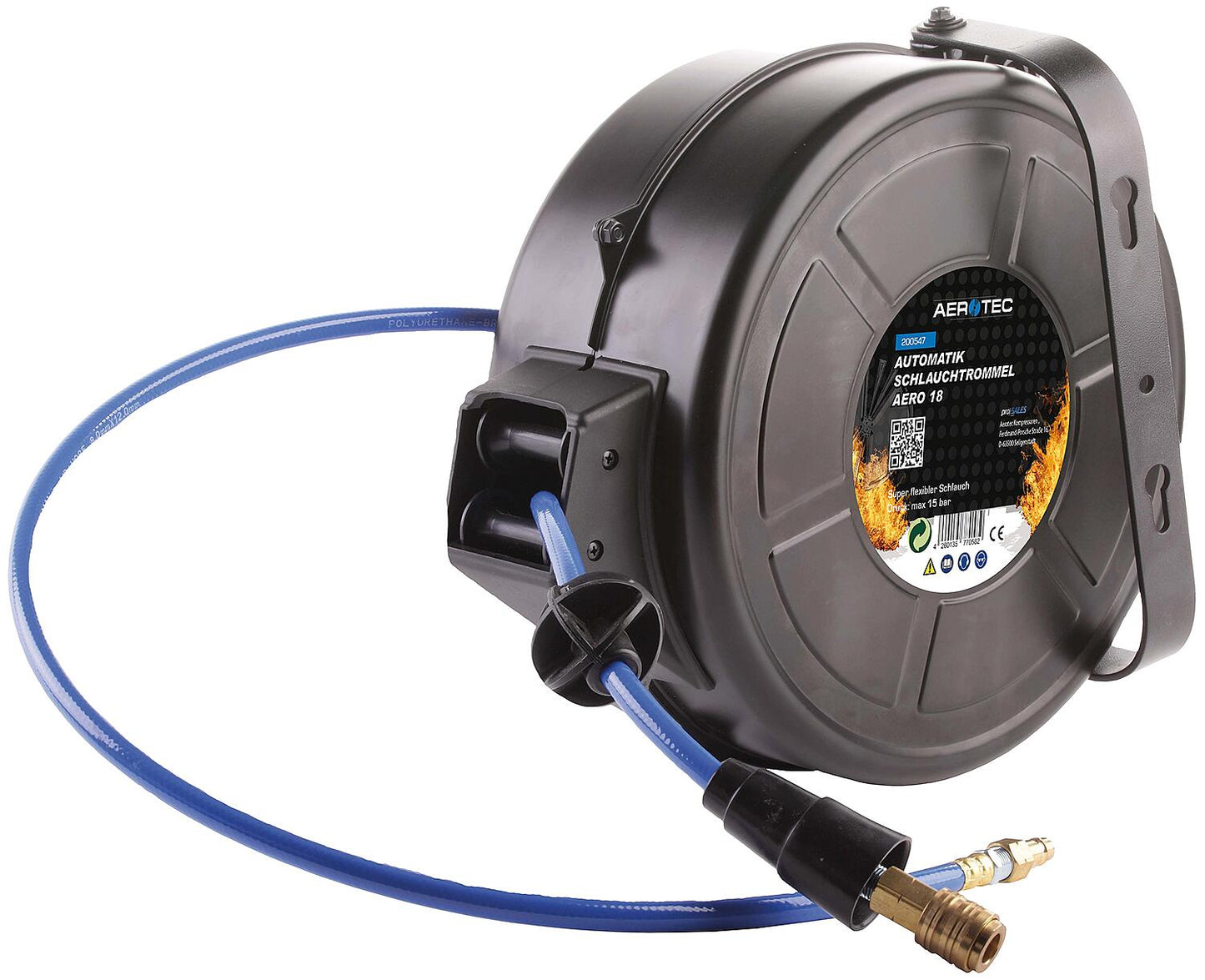 Automatic compressed air hose reel, length: 18 m, hose diameter: 10/15 mm