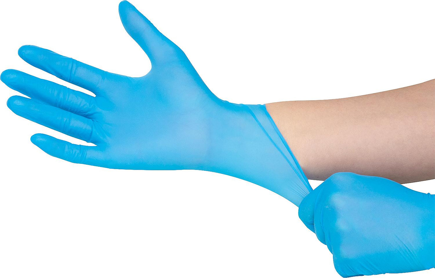Chemical/protective glove nitrile, powder-free 30 cm, blue, XL / pack of 50.