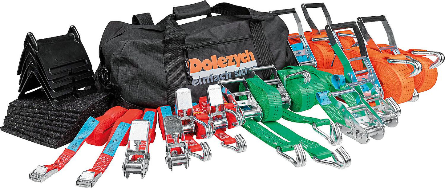 All-round 26-piece tie-down strap set, in sports bag