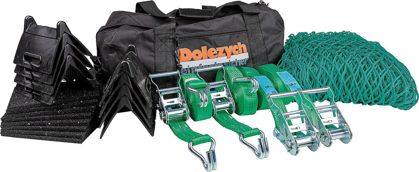 Load securing set for roofers/landscapers, 21 pieces in a sports bag