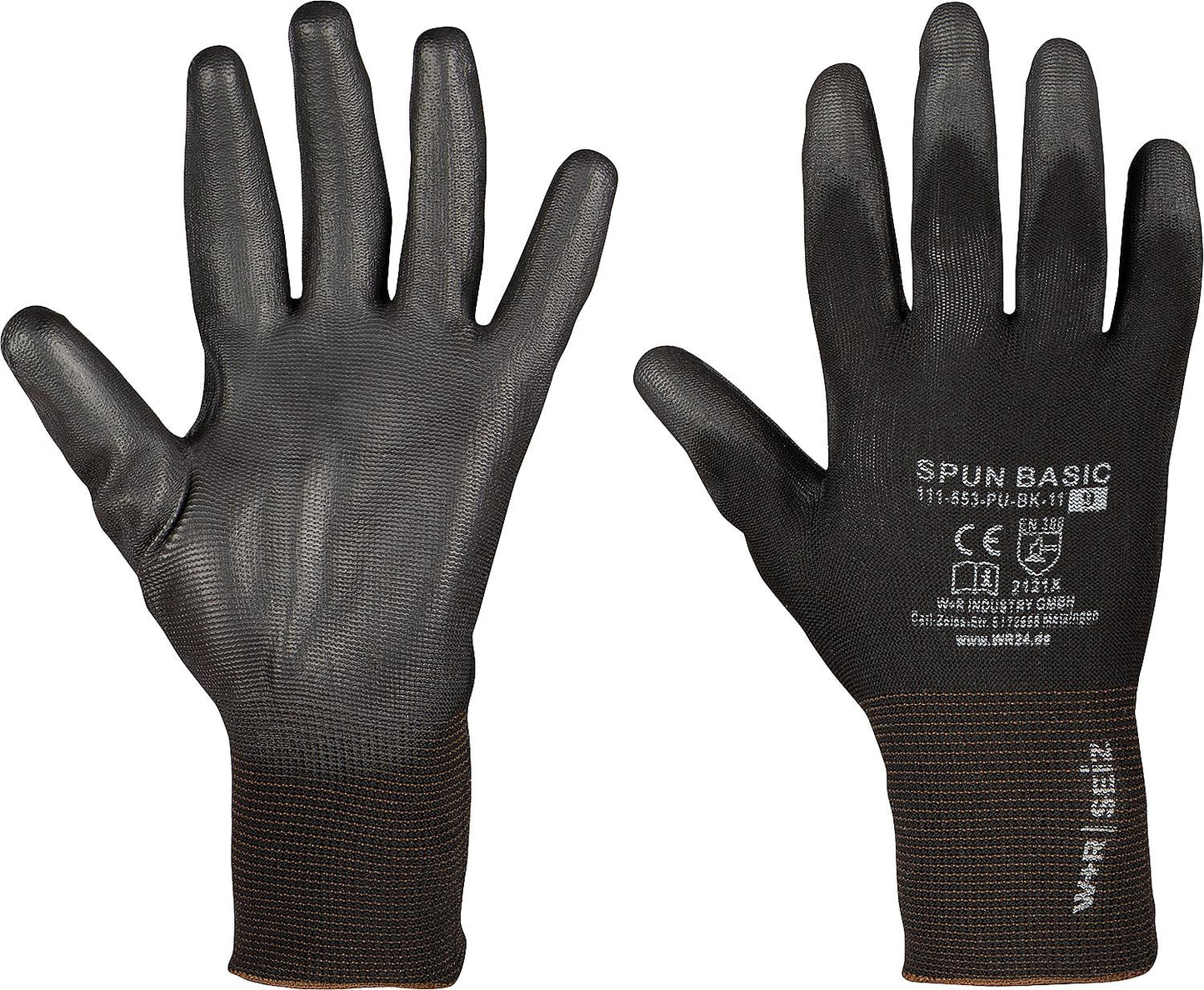 SPUN BASIC PE assembly gloves, grey, size XL
